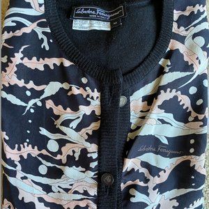 Salvatore Ferragamo Vintage Silk Paneled Wool Sweater, Size M - DAMAGED/HOLES